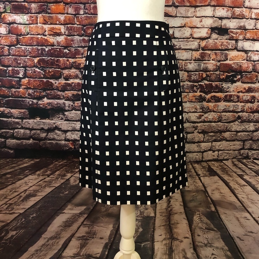 ANN TAYLOR WOMENS SKIRT SZ 6 NAVY & WHITE SQUARES